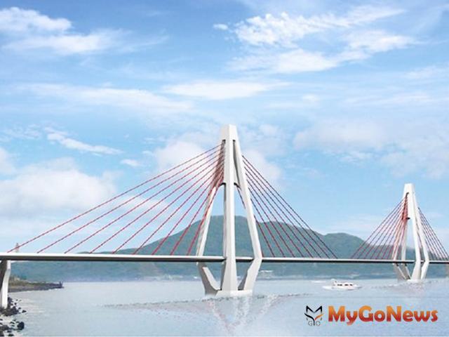 淡江大橋橋面寬達48米，將是國內首座快速道路和輕軌共構的橋梁。(圖：新北市政府)